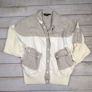 Vintage I. B. Diffusion Women's Linen‎ Cotton Bomber Jacket  M